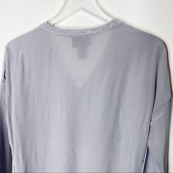 Magaschoni Grey Wool Silk Pullover V-Neck Sweater - Picture 9 of 10